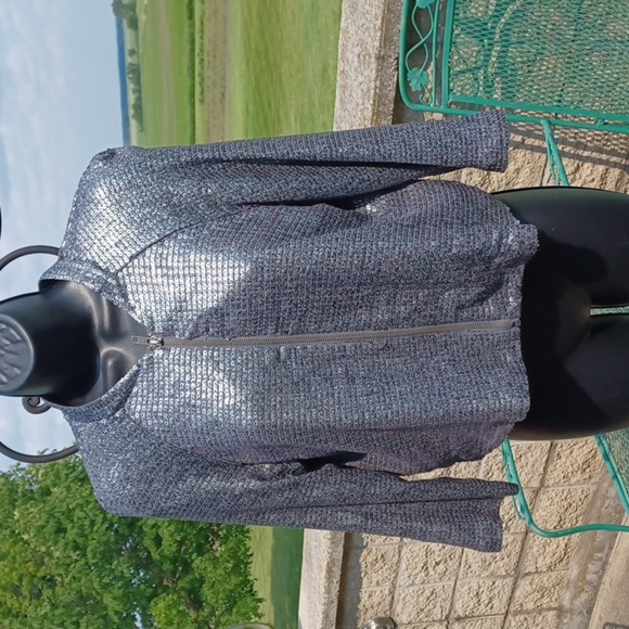ANTHROPOLOGIE SILENCE + NOISE Jacket Sequined Silver Size M Women's - Picture 1 of 6